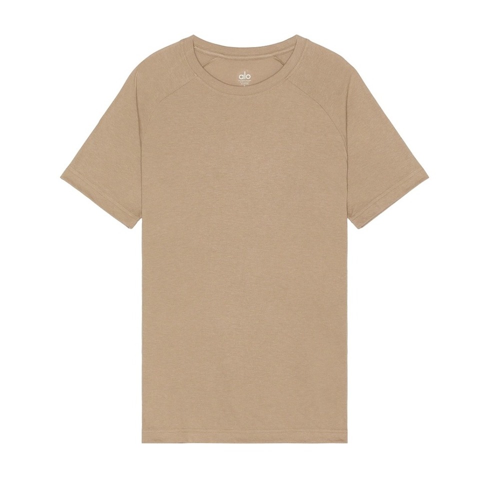 ALO Yoga Men's Triumph Crew Neck Short Sleeve Tee Shirt Tan Size M